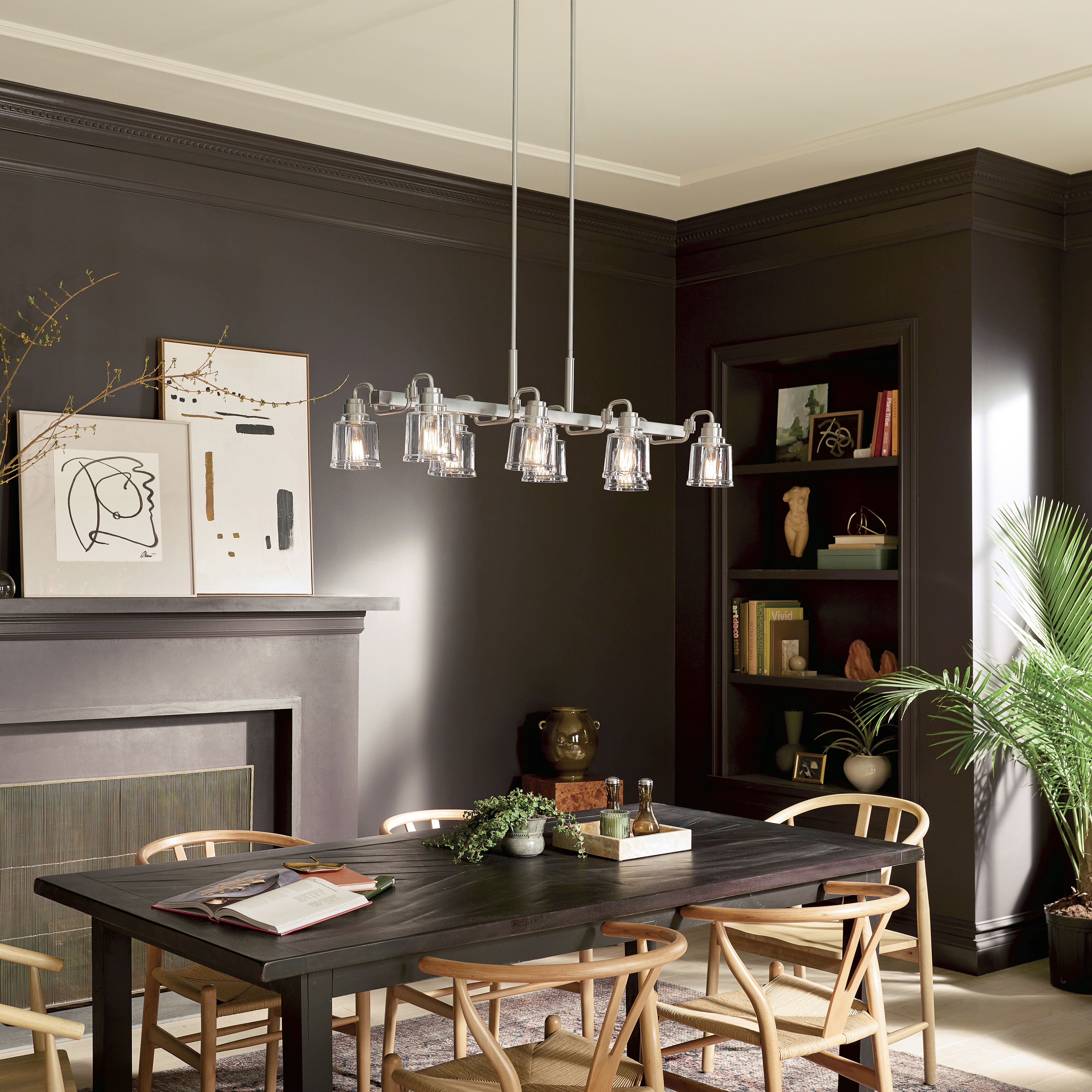 Aivian 8 Light 17.75 inch Nickel Textured Chandelier Linear Ceiling Light