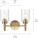 Madden 2 Light 14.25 inch Champagne Bronze Wall Mount Bath Wall Light, 2 Arm