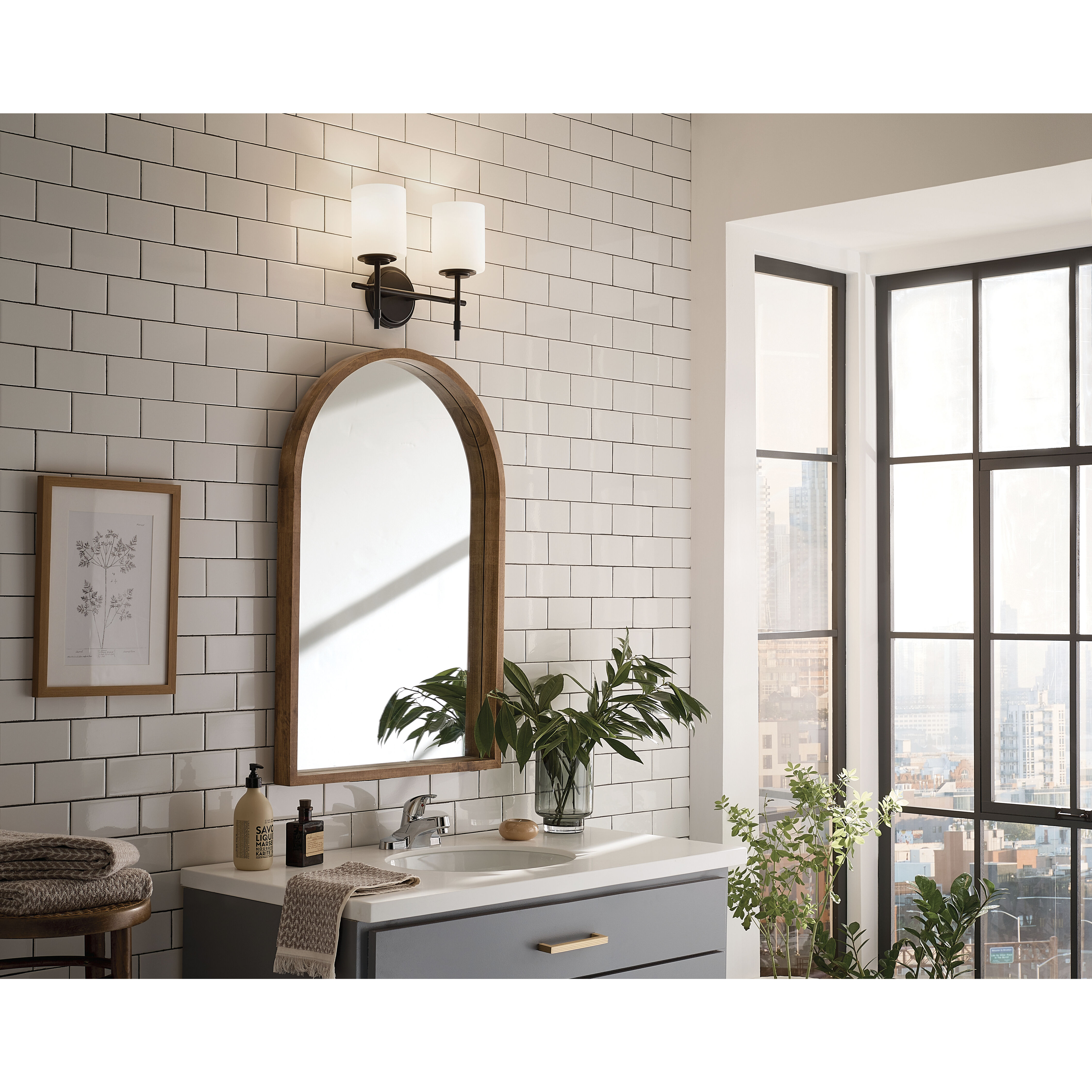 Ali 2 Light 14 inch Black Bath Vanity Light Wall Light