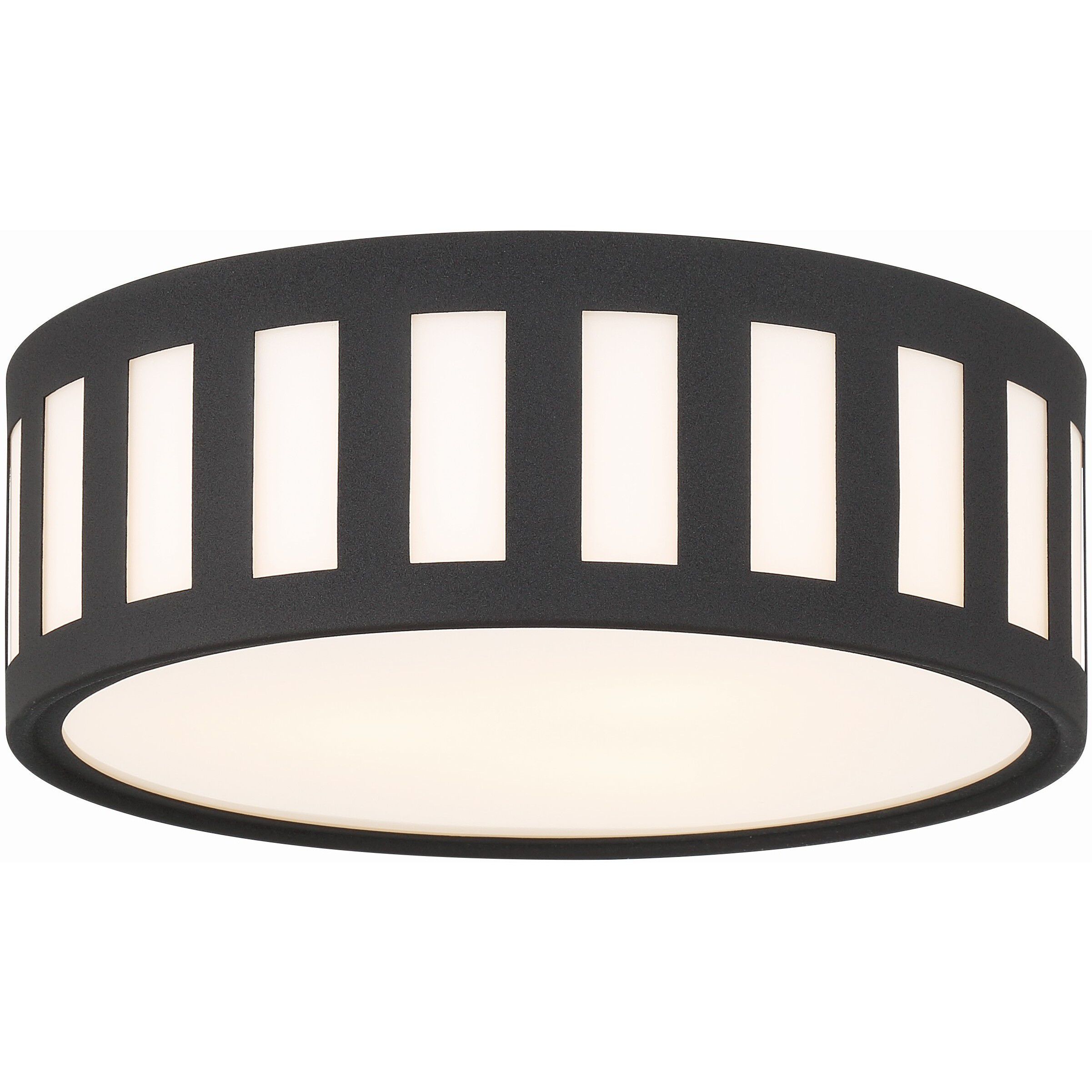 Kendal 3 Light 14 inch Black Forged Flush Ceiling Light