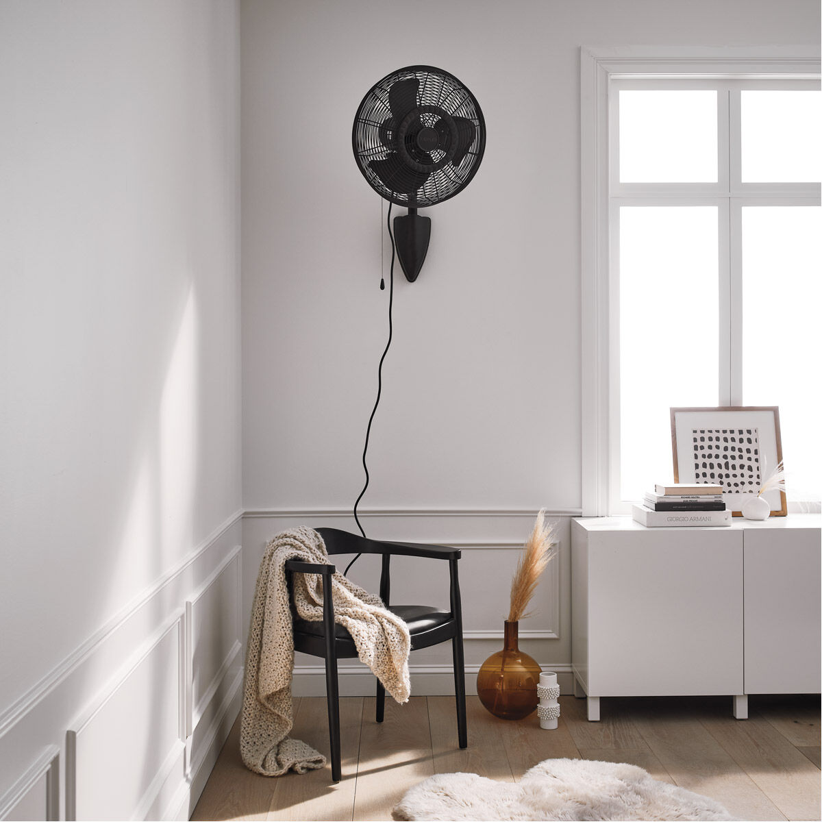 Pola 32.5 inch Satin Natural Bronze Wall Fan