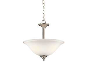 Armida LED 15 inch Brushed Nickel Inverted Pendant/Semi Flush Ceiling Light in Satin Etched White Glass