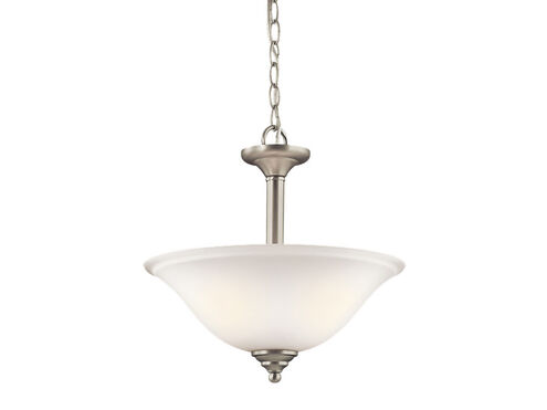 Armida LED 15 inch Brushed Nickel Inverted Pendant/Semi Flush Ceiling Light in Satin Etched White Glass