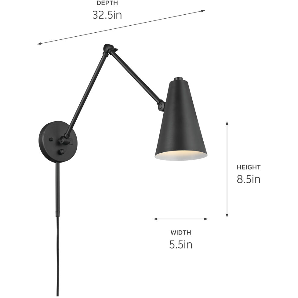 Sylvia 1 Light 5.5 inch Black Wall Sconce Wall Light