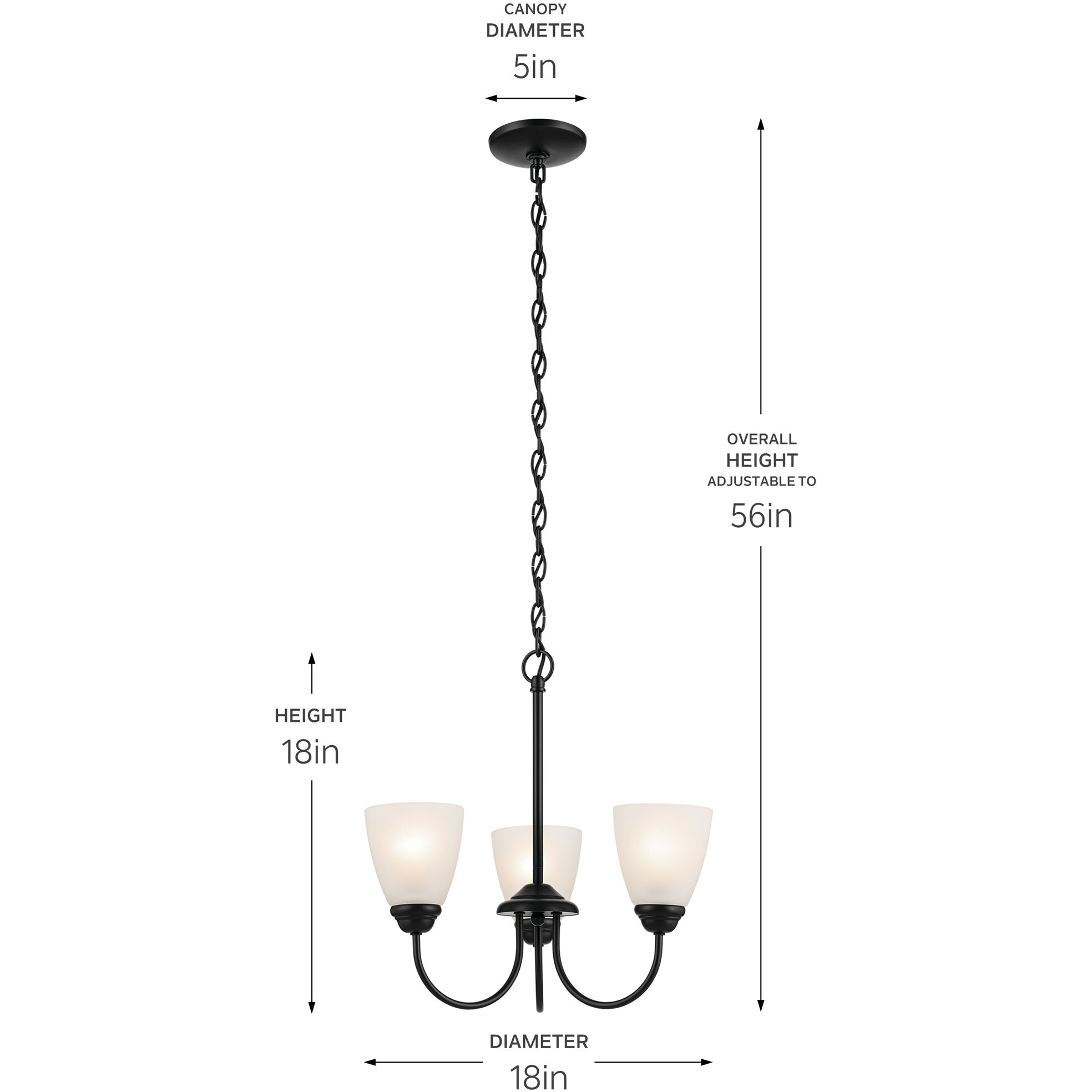 Jolie 3 Light Black Mini Chandelier Ceiling Light in Incandescent