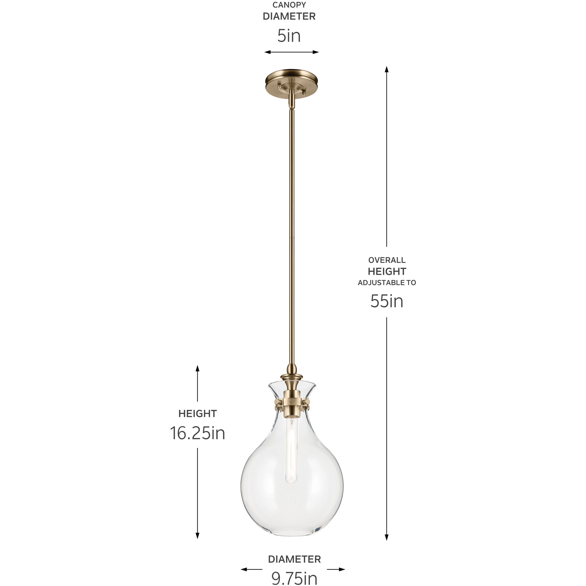 Laria 1 Light Champagne Bronze Pendant Ceiling Light in Clear