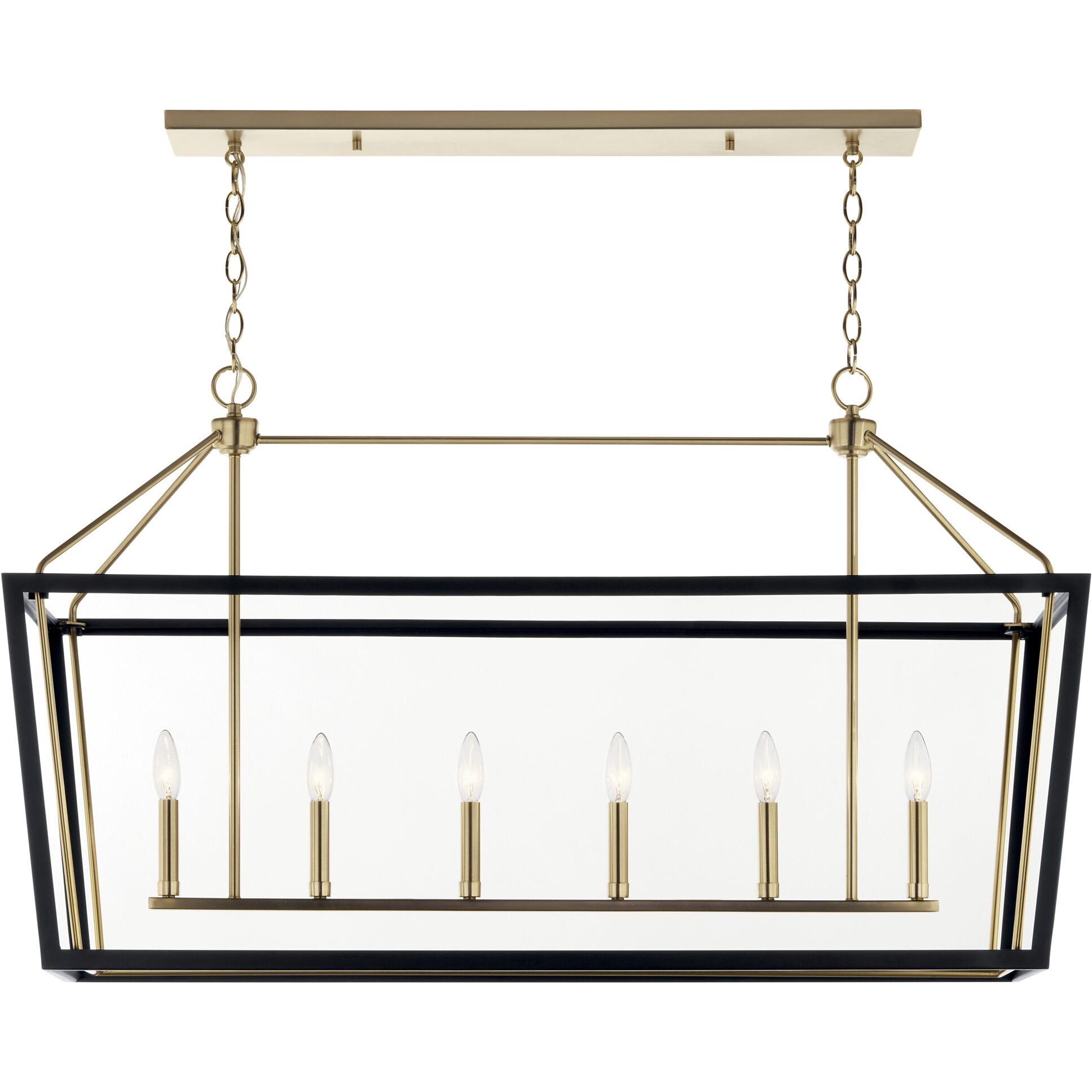Delvin 6 Light 44.25 inch Champagne Bronze with Black Chandelier Linear Ceiling Light, Single