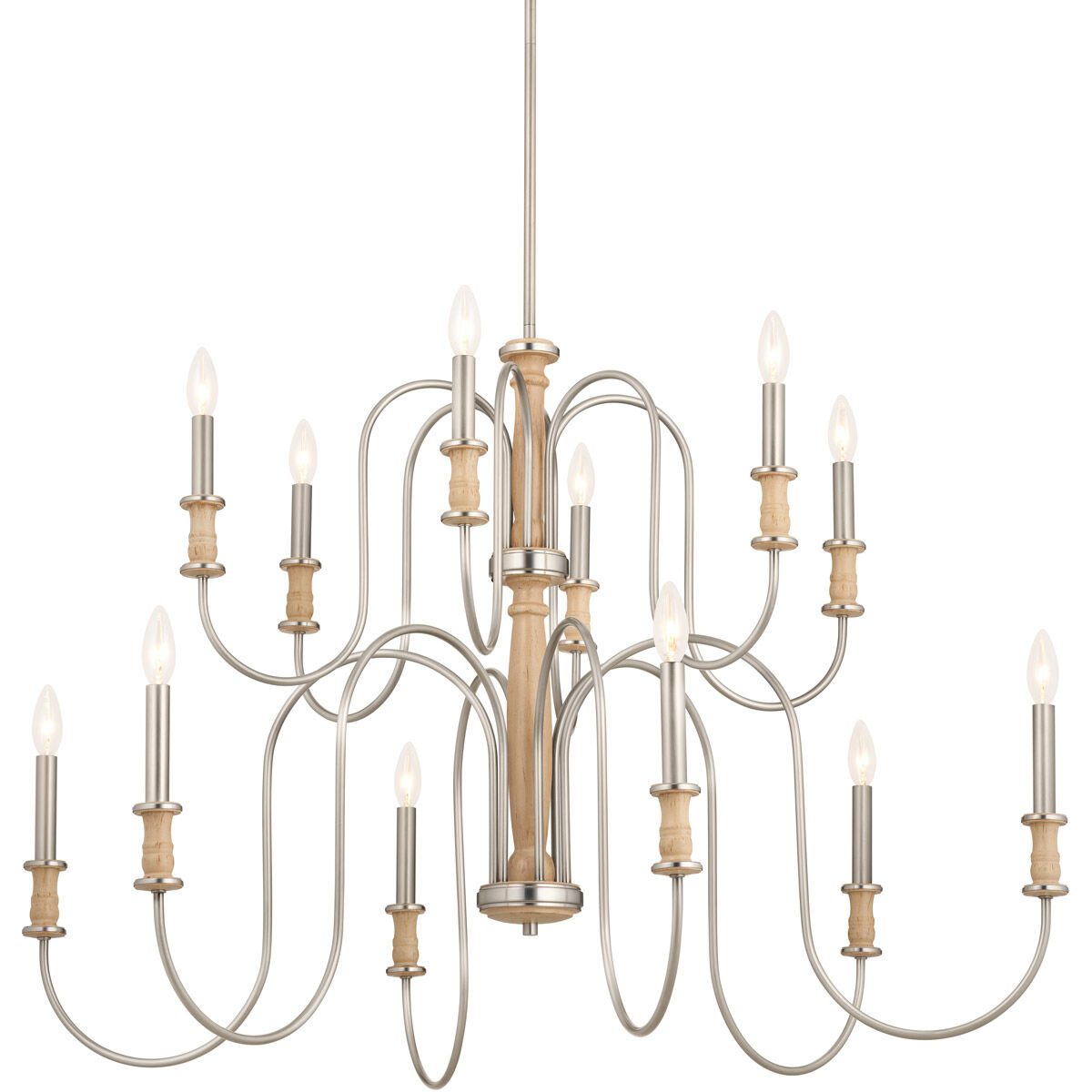 Homestead Karthe 12 Light 42 inch Brushed Nickel Chandelier Ceiling Light, Karthe