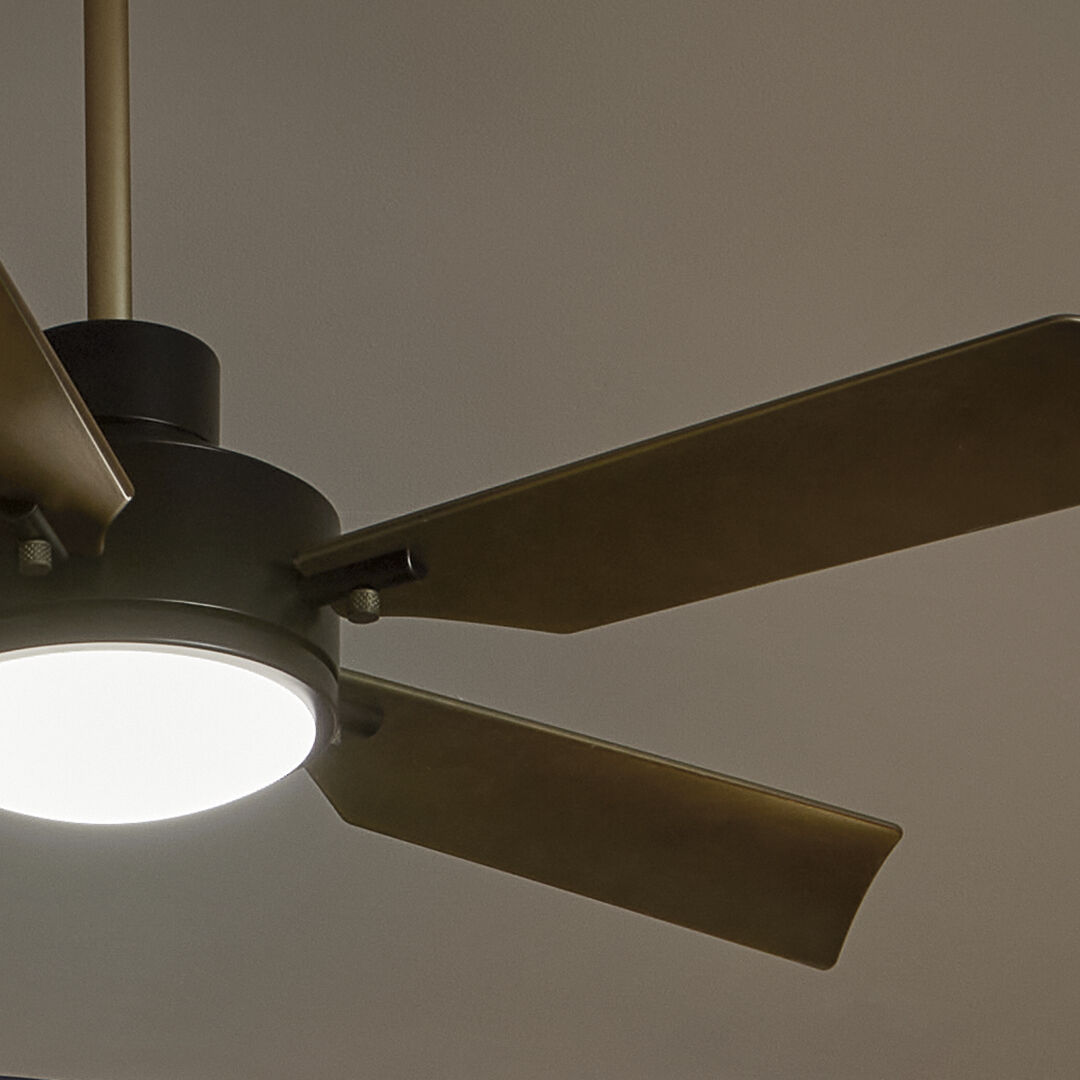 Guardian 54 inch Satin Black with Natural Brass Blades Ceiling Fan