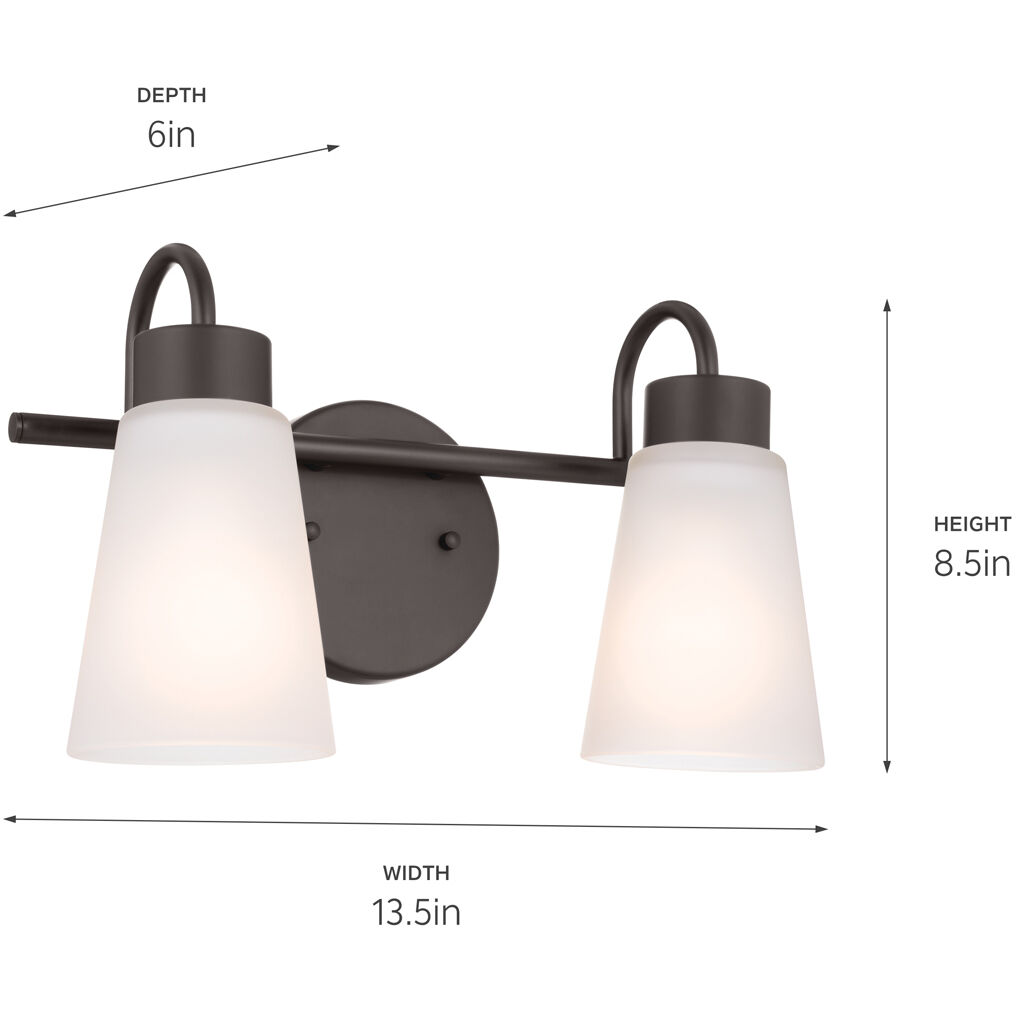 Erma 2 Light 13.5 inch Olde Bronze Bath Vanity Light Wall Light, 2 Arm
