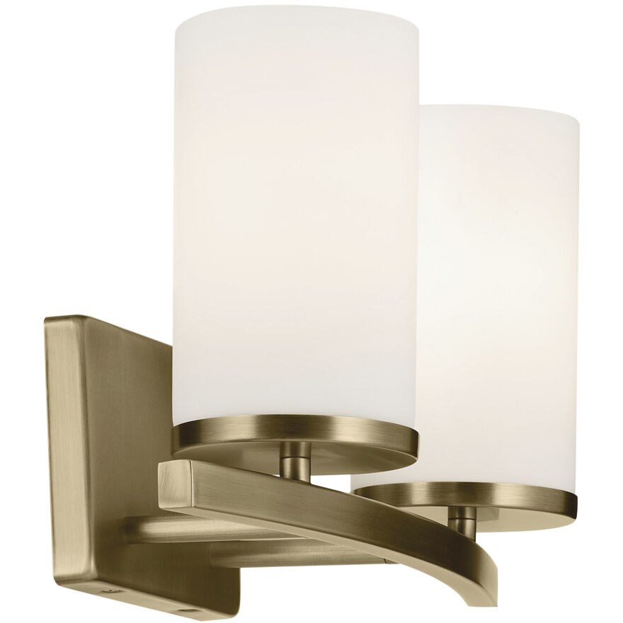 Crosby 2 Light 15.25 inch Natural Brass Bath Light Wall Light
