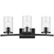 Crosby 3 Light 23 inch Black Bath Light Wall Light