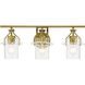 Everett 3 Light 24 inch Brushed Brass Bath Vanity Light Wall Light