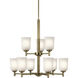 Shailene 9 Light Natural Brass Chandelier Ceiling Light, 2 Tier
