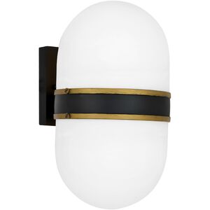 Capsule 2 Light 13.25 inch Matte Black/Textured Gold Outdoor Sconce