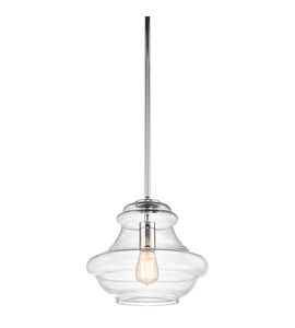 Everly 1 Light 12 inch Chrome Pendant Ceiling Light in Clear