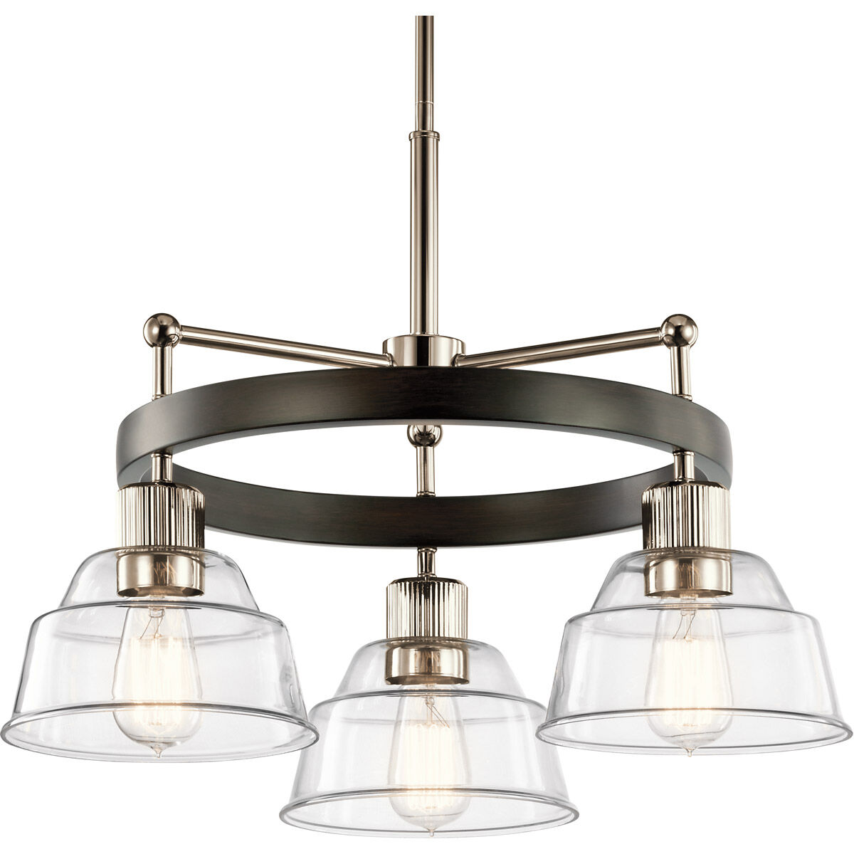 Eastmont 3 Light 23 inch Polished Nickel Chandelier Ceiling Light, 1 Tier Small