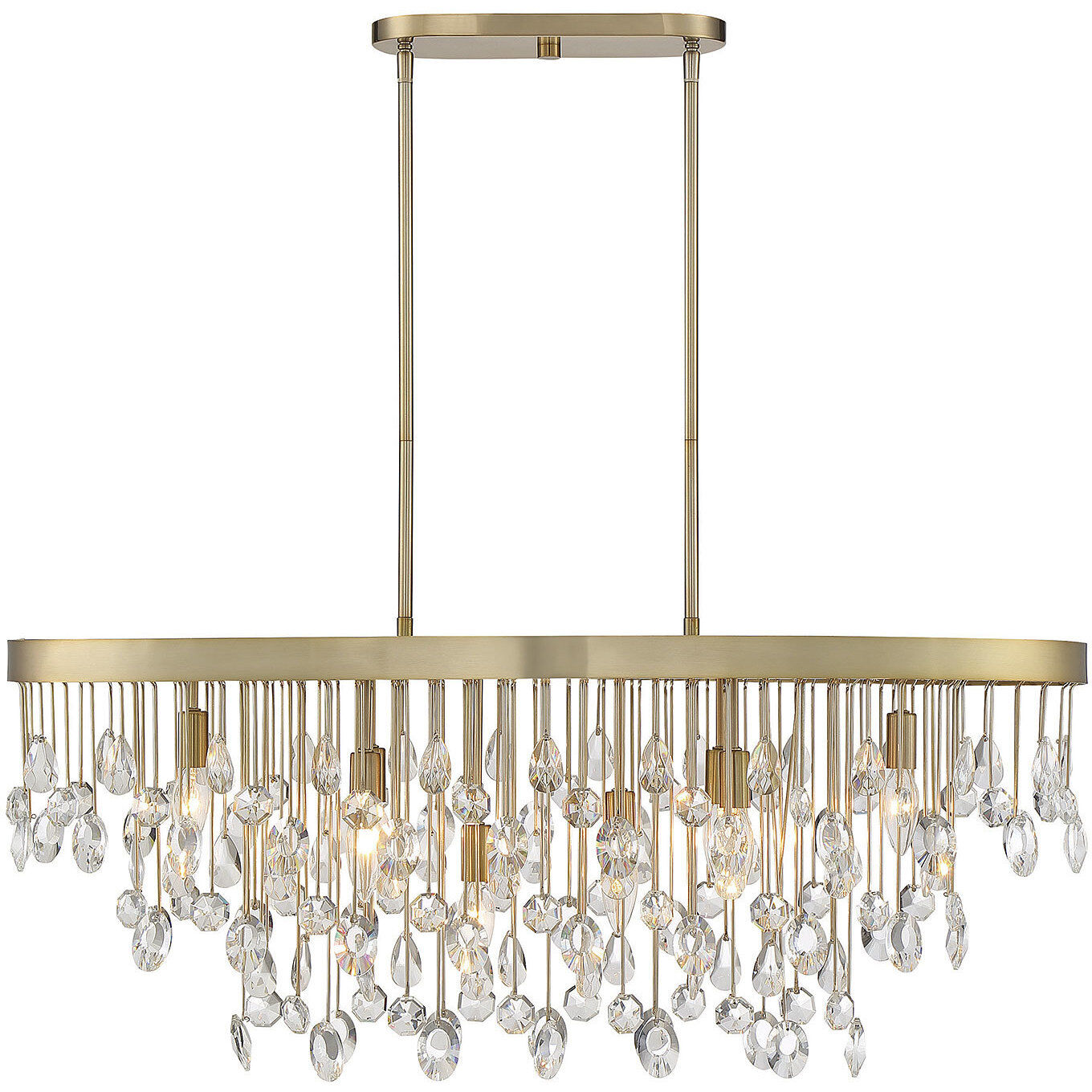 Livorno 8 Light 36 inch Noble Brass Linear Chandelier Ceiling Light, Oval