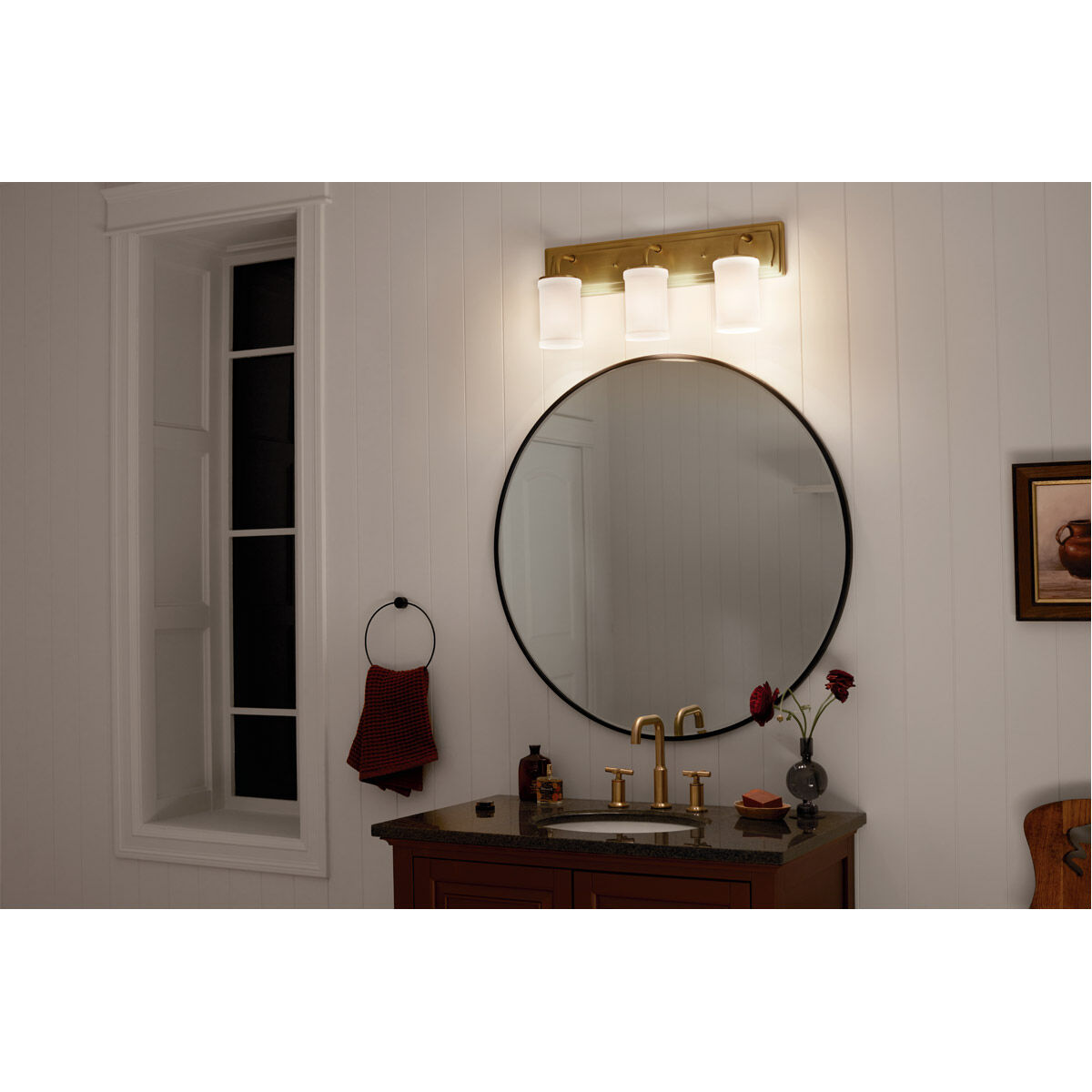 Homestead Vetivene 3 Light 24 inch Natural Brass Vanity Light Wall Light, Vetivene