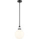 Laria 1 Light Black Pendant Ceiling Light in Opal