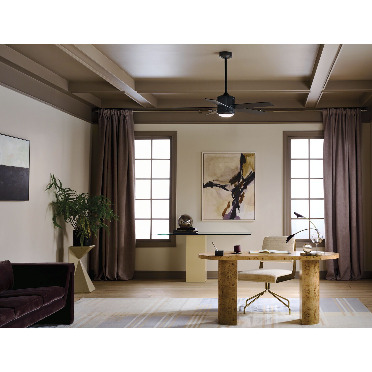 Brahm 48 inch Satin Black with Satin Black/Silver Blades Ceiling Fan