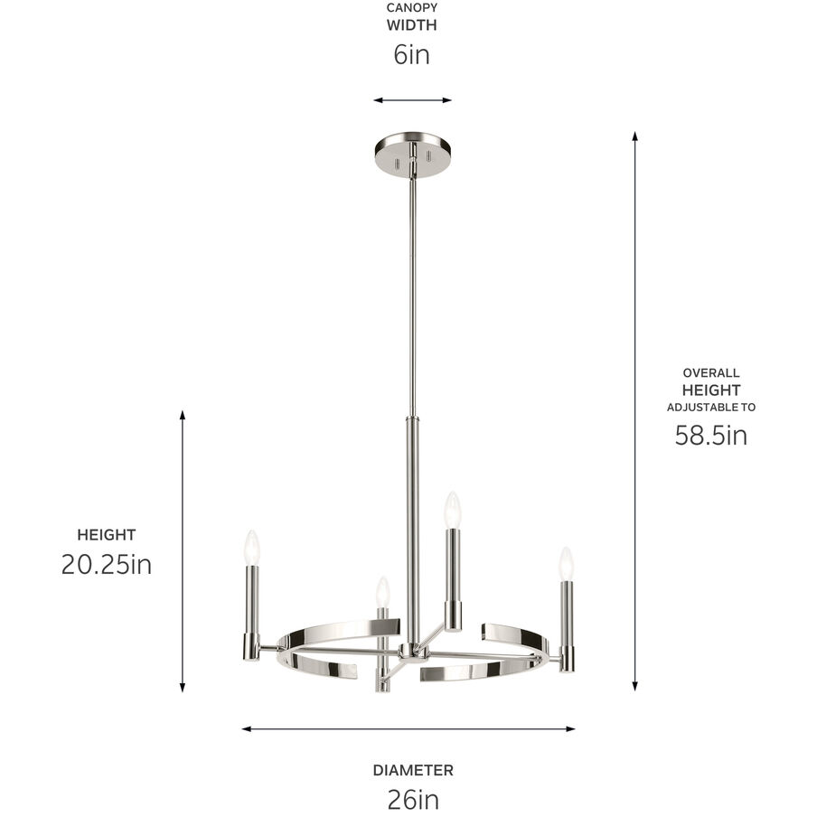 Tolani 4 Light Polished Nickel Chandelier Ceiling Light