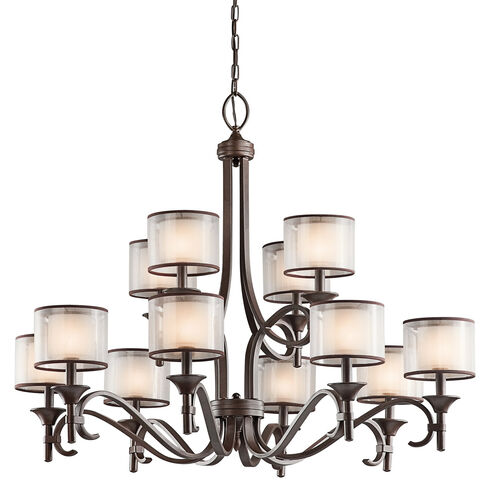 Lacey 12 Light 42 inch Mission Bronze Chandelier 2 Tier Large Ceiling Light, 2 Tier