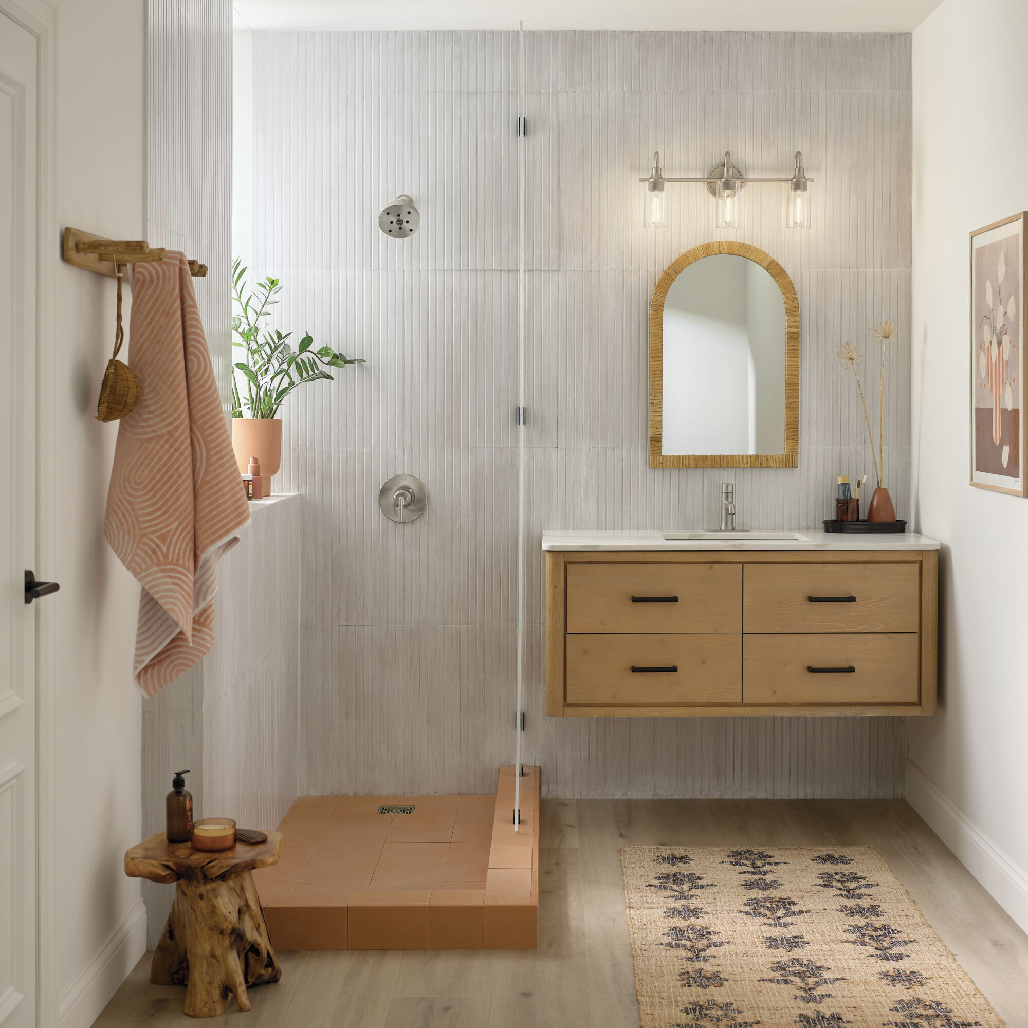 Kavi 3 Light 23 inch Brushed Nickel Vanity Light Wall Light