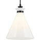 Laria 1 Light Black Pendant Ceiling Light in Opal
