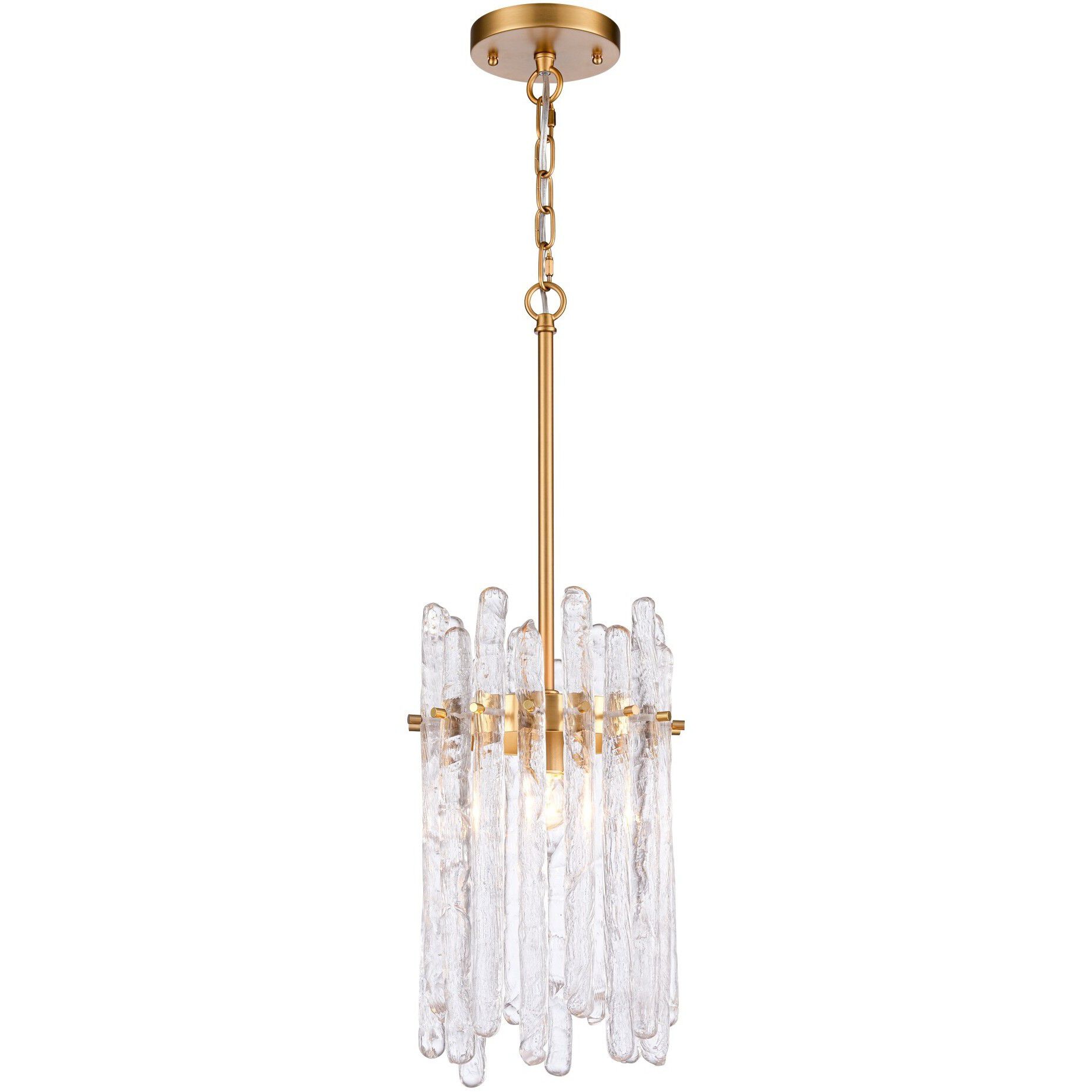 Icicles 1 Light 9 inch Natural Brass Pendant Ceiling Light, Converts to Semi Flush