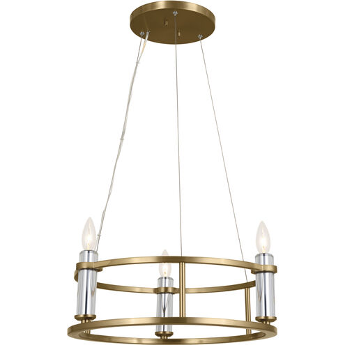 Rosalind 3 Light 19.5 inch Brushed Natural Brass Chandelier Ceiling Light