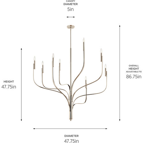 Livadia 8 Light Polished Nickel Chandelier Ceiling Light, 1 Tier Large
