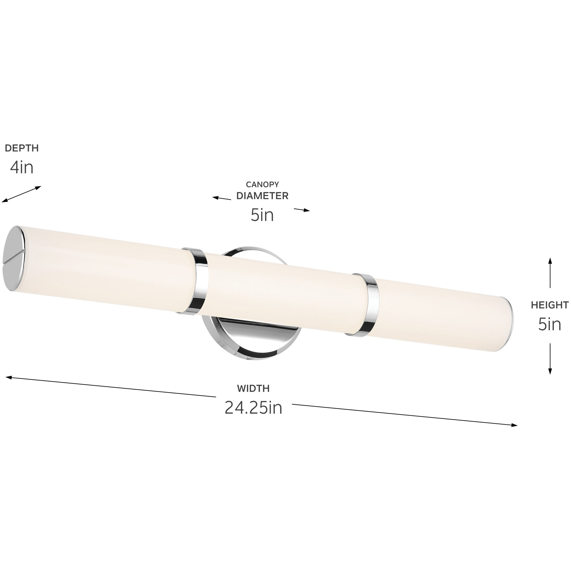 Rosh LED 24.25 inch Chrome Bath Bar Wall Light, Medium