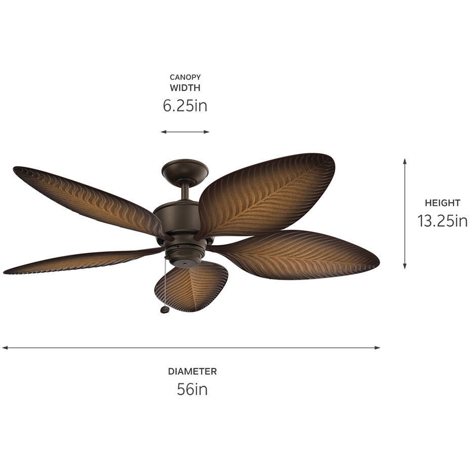 Nani 56 inch Satin Natural Bronze with Ivory with Walnut Blades Ceiling Fan