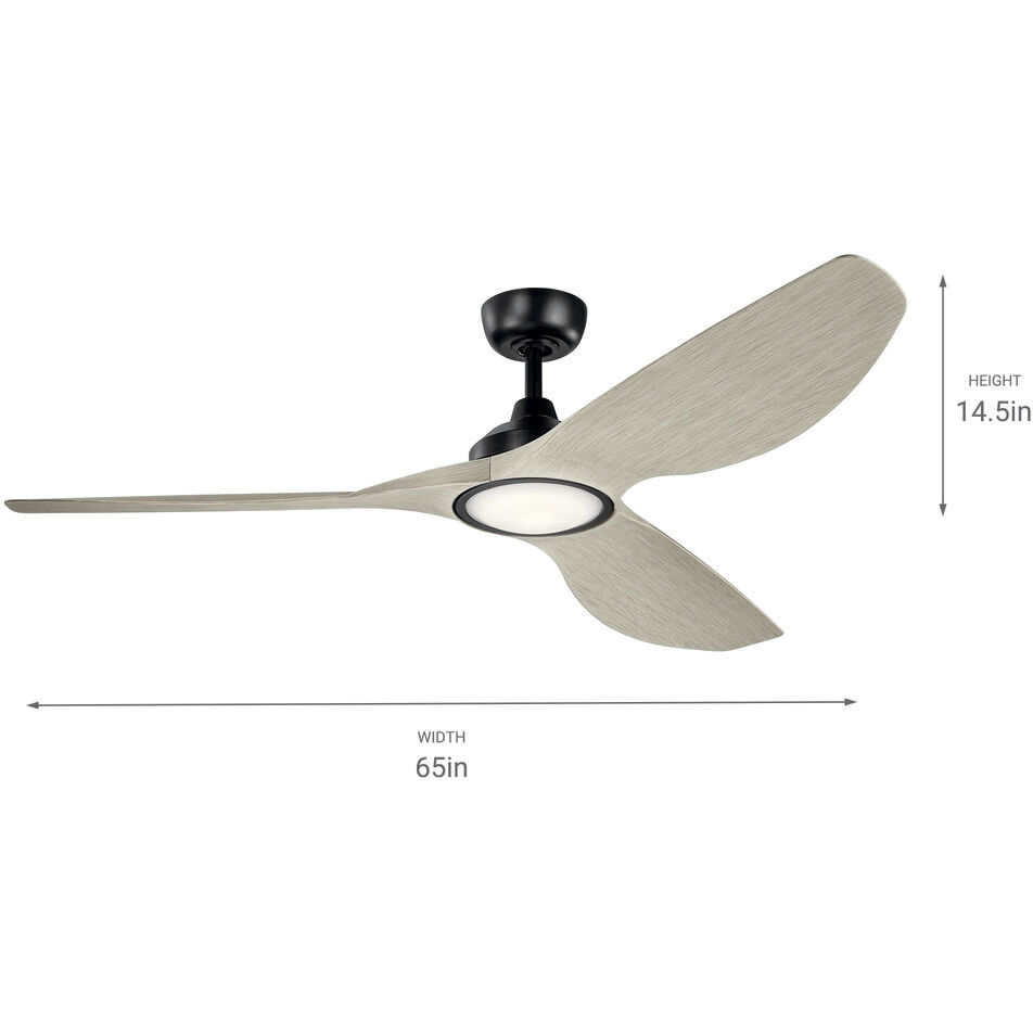 Imari 65 inch Satin Black with Wthrd Wh Wn Blades Ceiling Fan