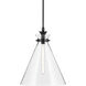 Laria 1 Light Black Pendant Ceiling Light in Clear