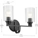 Gioe 2 Light 14.25 inch Black Vanity Light Wall Light