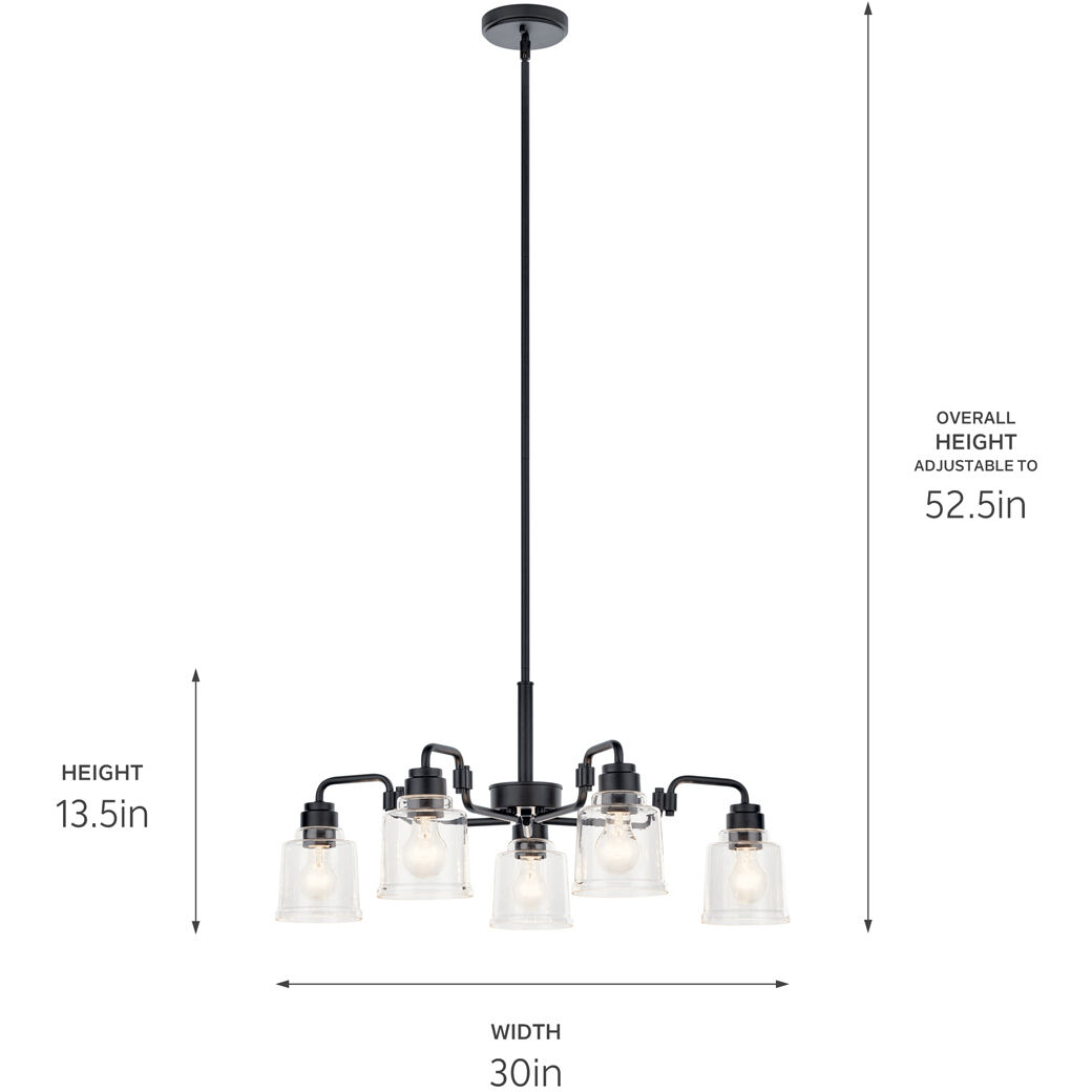 Aivian 5 Light 30 inch Black Chandelier Ceiling Light, Medium