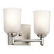 Shailene 2 Light 13 inch Brushed Nickel Wall Mt Bath 2 Arm Wall Light