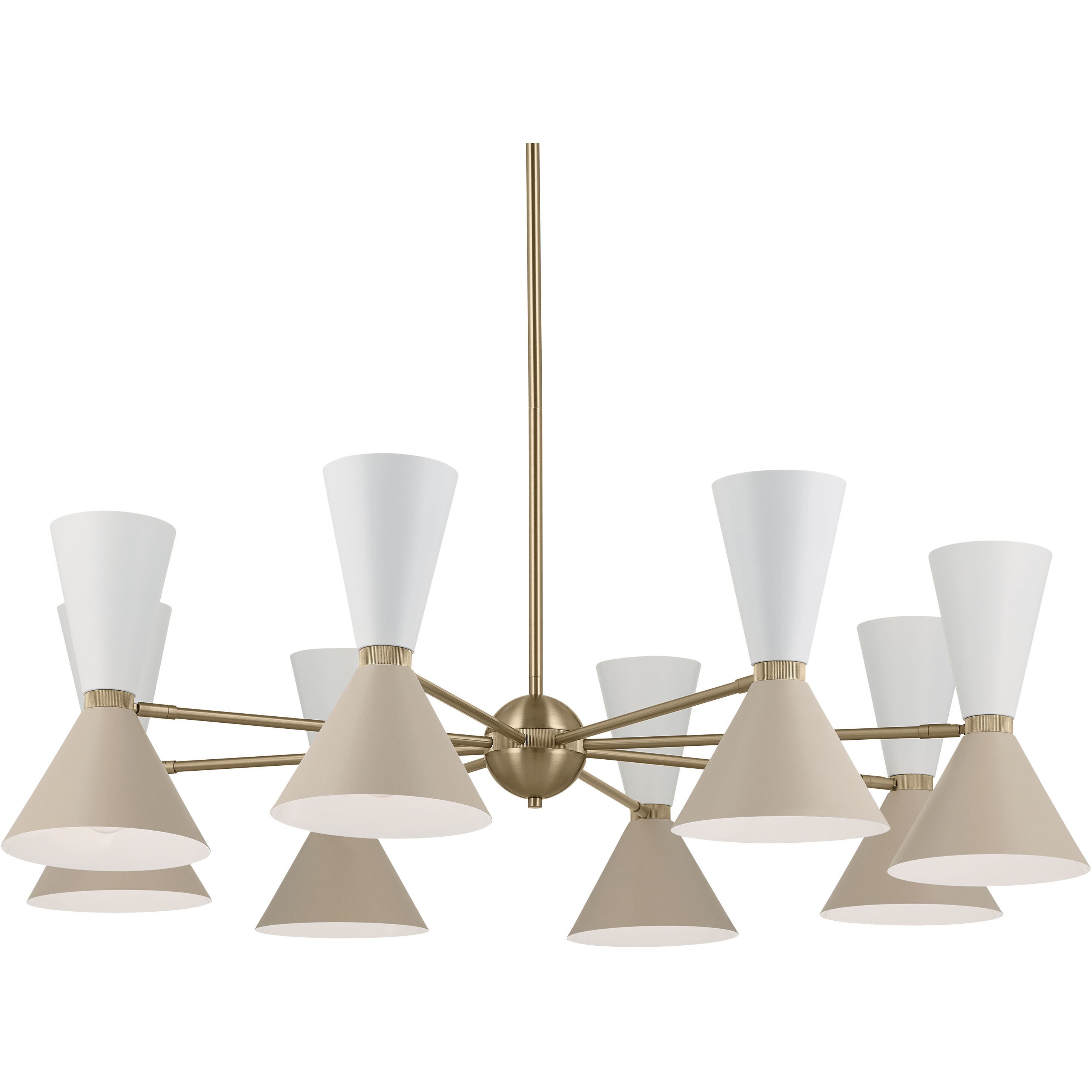 Phix LED 48.75 inch Champagne Bronze with Greige and White Chandelier Ceiling Light