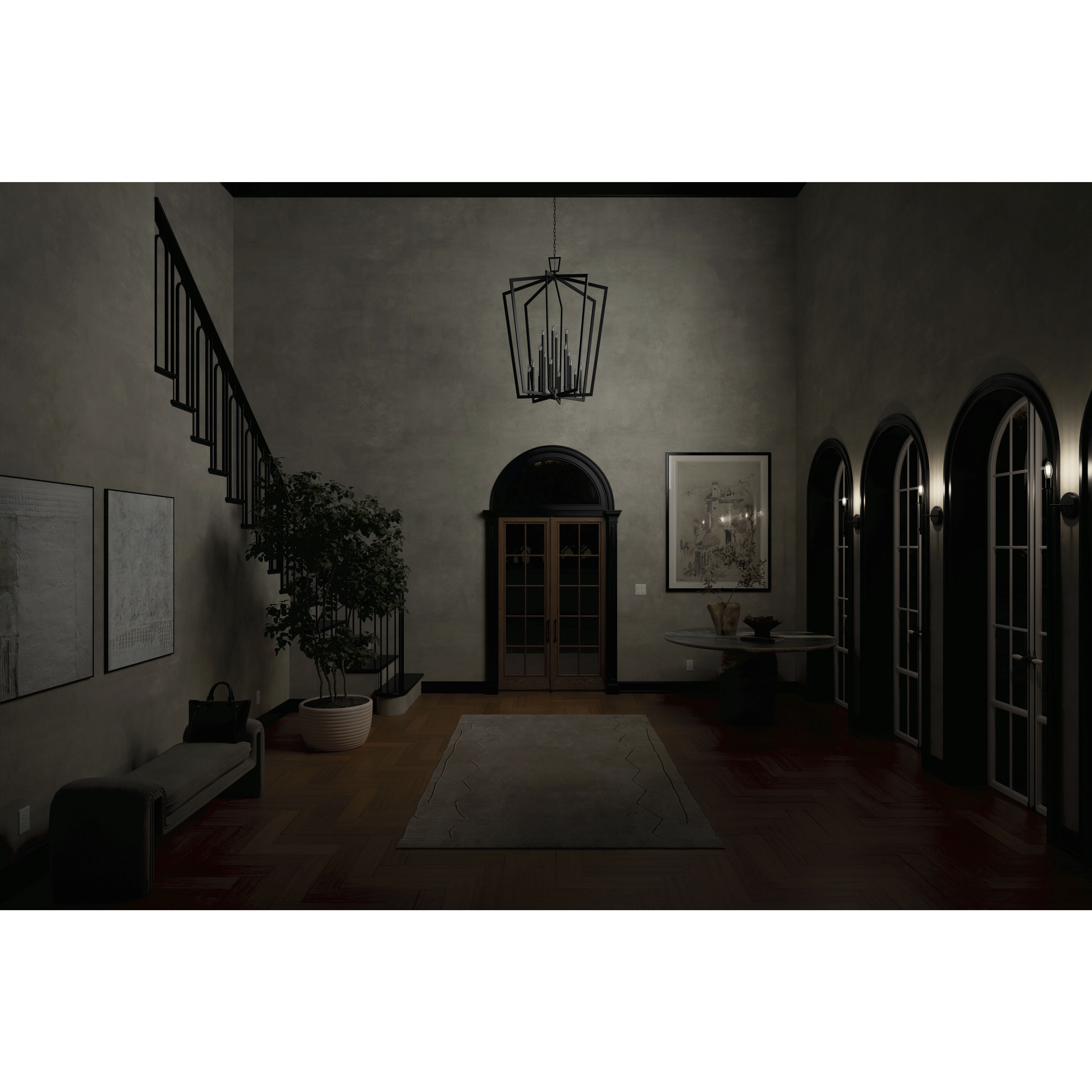 Abbotswell 16 Light Black Pendant Ceiling Light