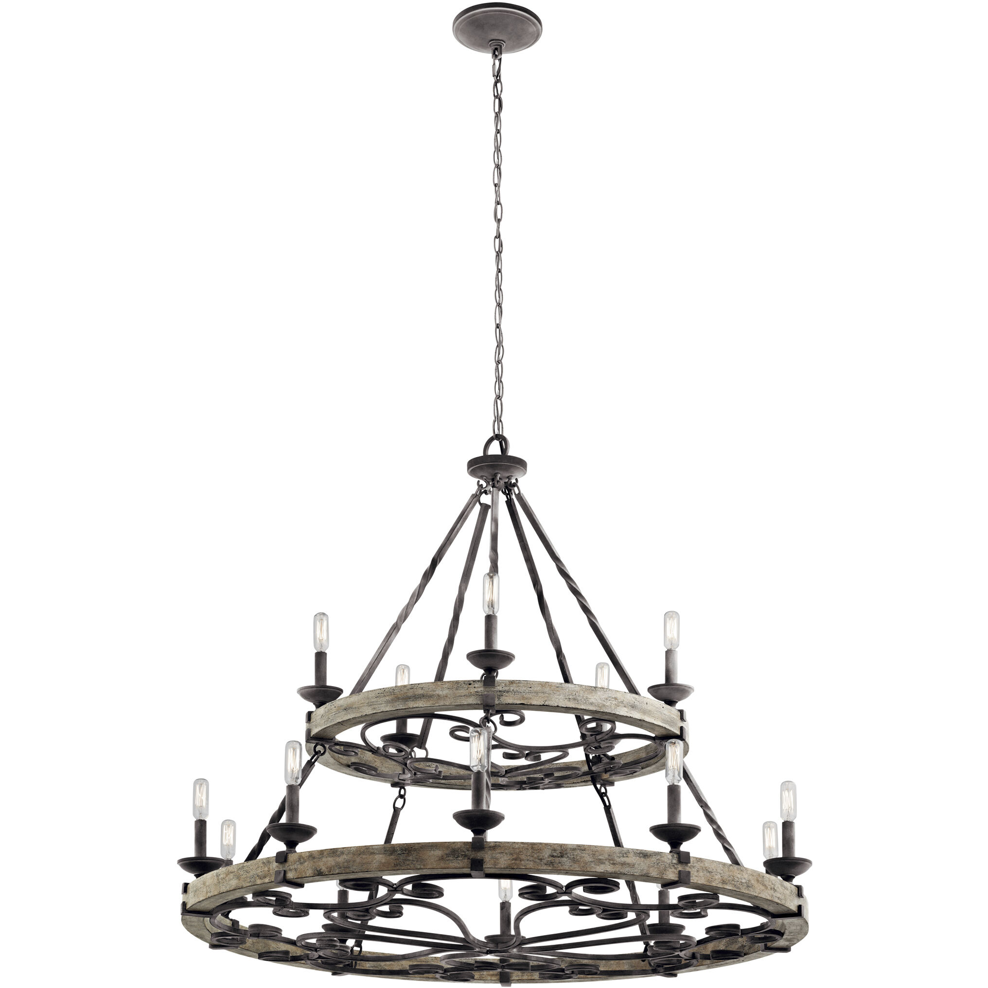 Taulbee 15 Light 44 inch Weathered Zinc Chandelier 2 Tier Large Ceiling Light, 2 Tier