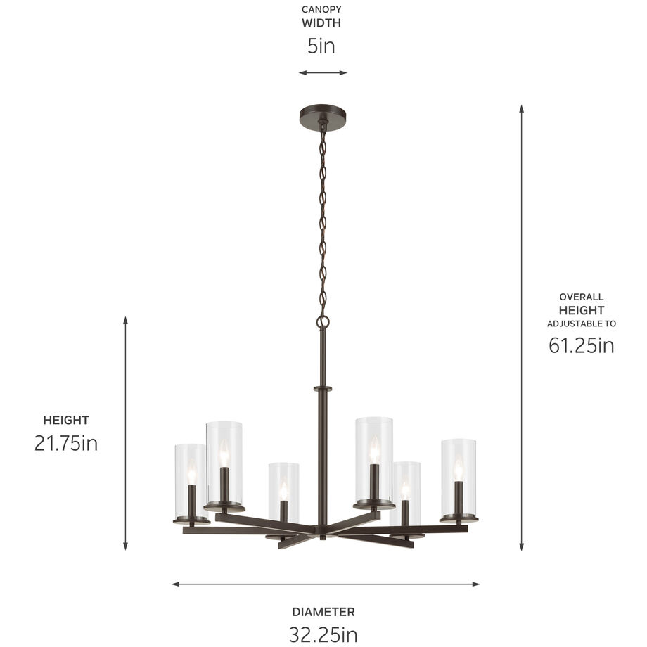 Crosby 6 Light Olde Bronze Chandelier Ceiling Light