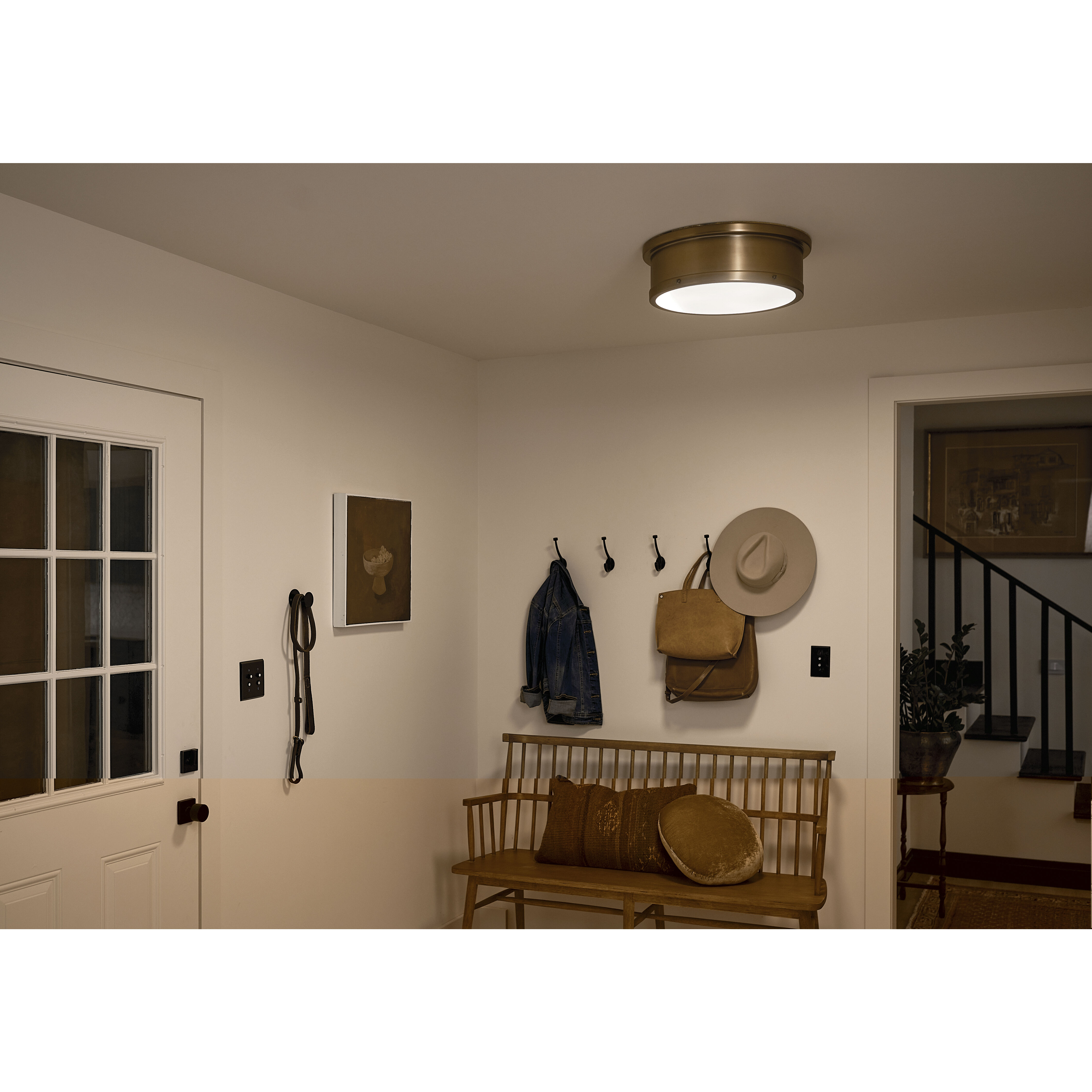 Serca 3 Light 18 inch Brushed Natural Brass Flush Mount Ceiling Light