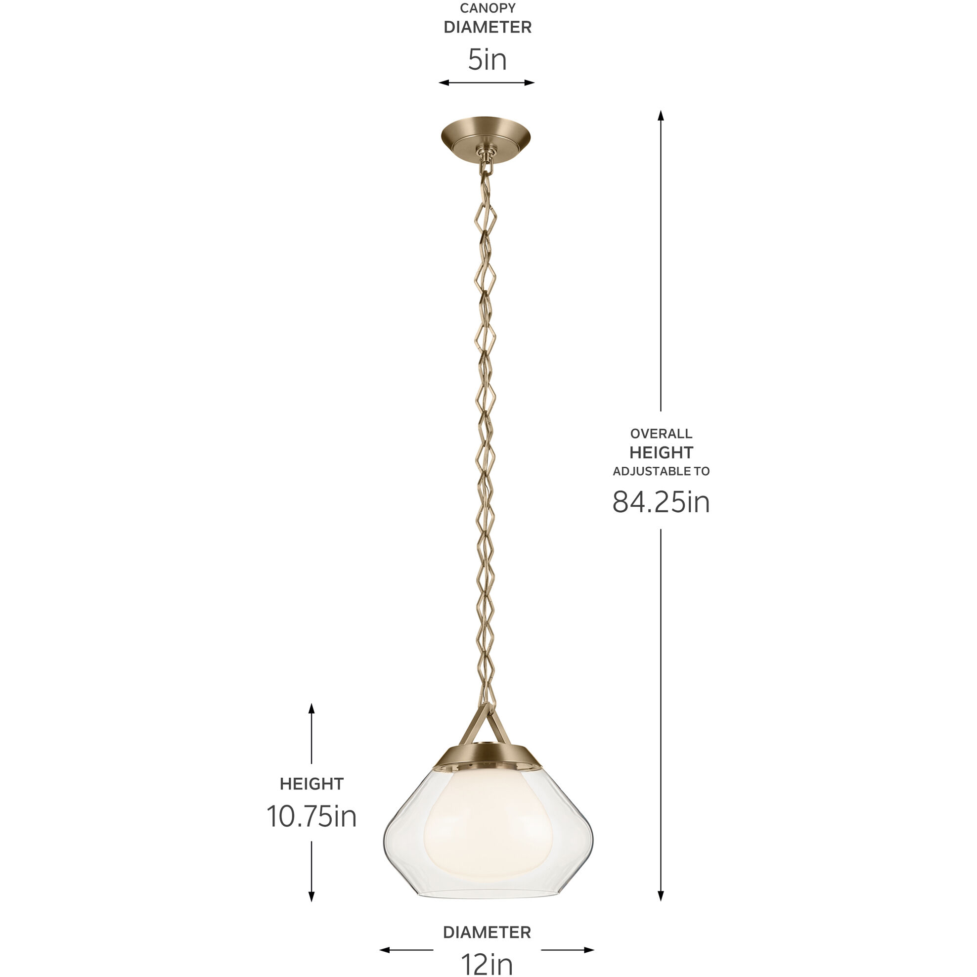 Nella 1 Light Champagne Bronze Pendant Ceiling Light