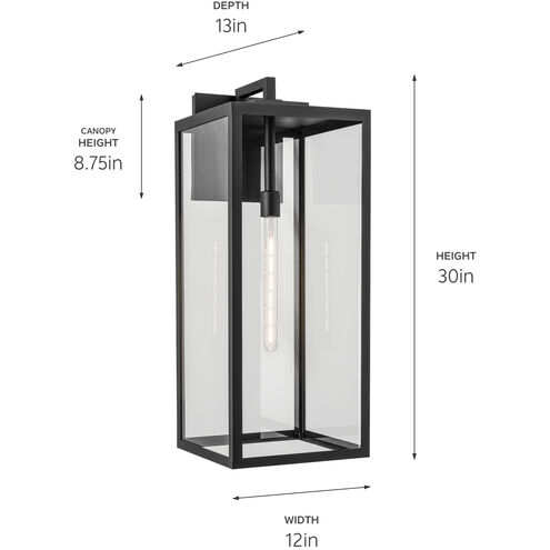 Branner 1 Light 30 inch Black Textured Outdoor Wall, X-Large