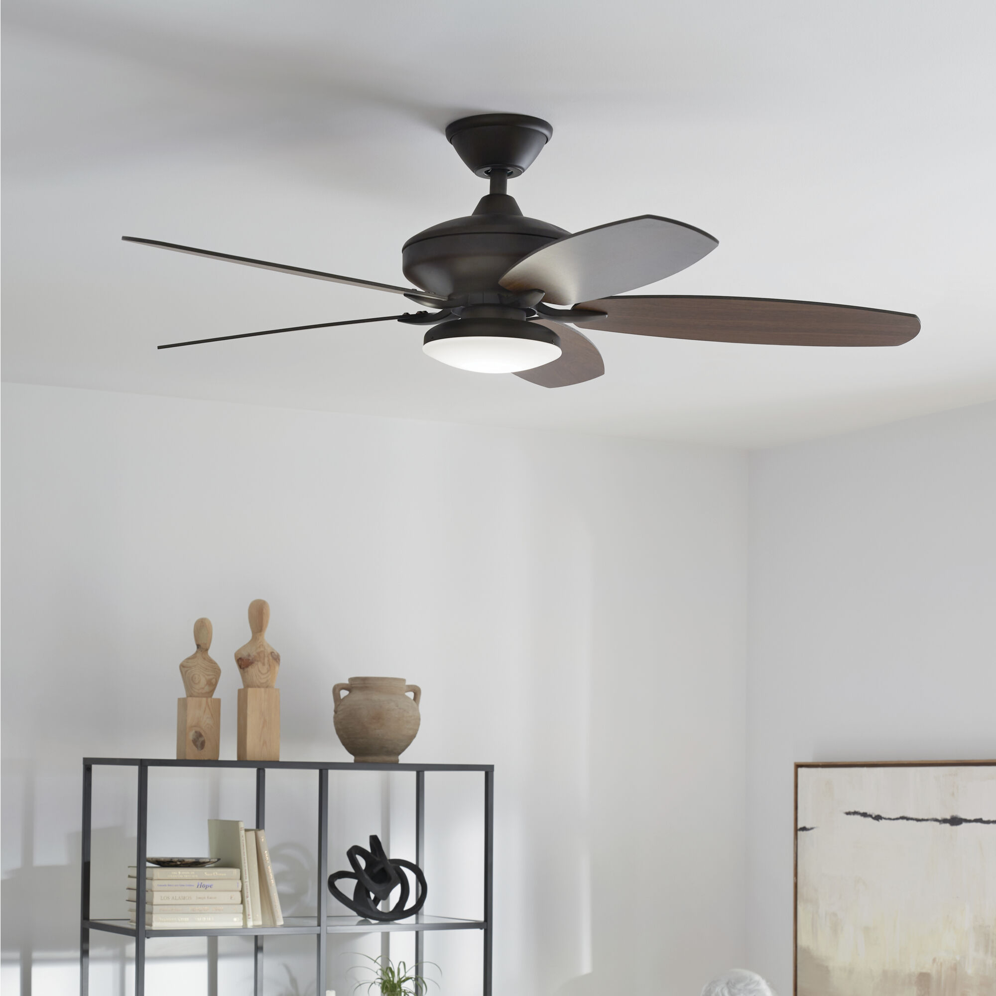 Renew Designer 52 inch Satin Natural Bronze with Walnut Blades Ceiling Fan