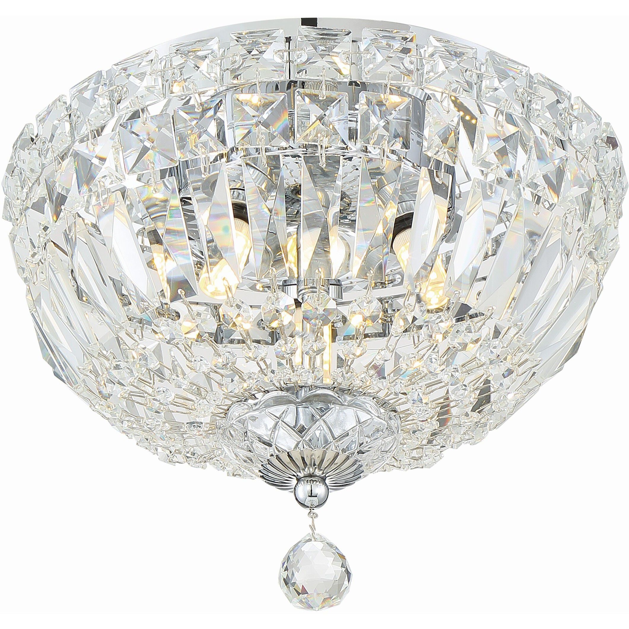 Roslyn 3 Light 10 inch Polished Chrome Flush Ceiling Light