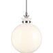 Laria 1 Light Polished Nickel Pendant Ceiling Light in Opal