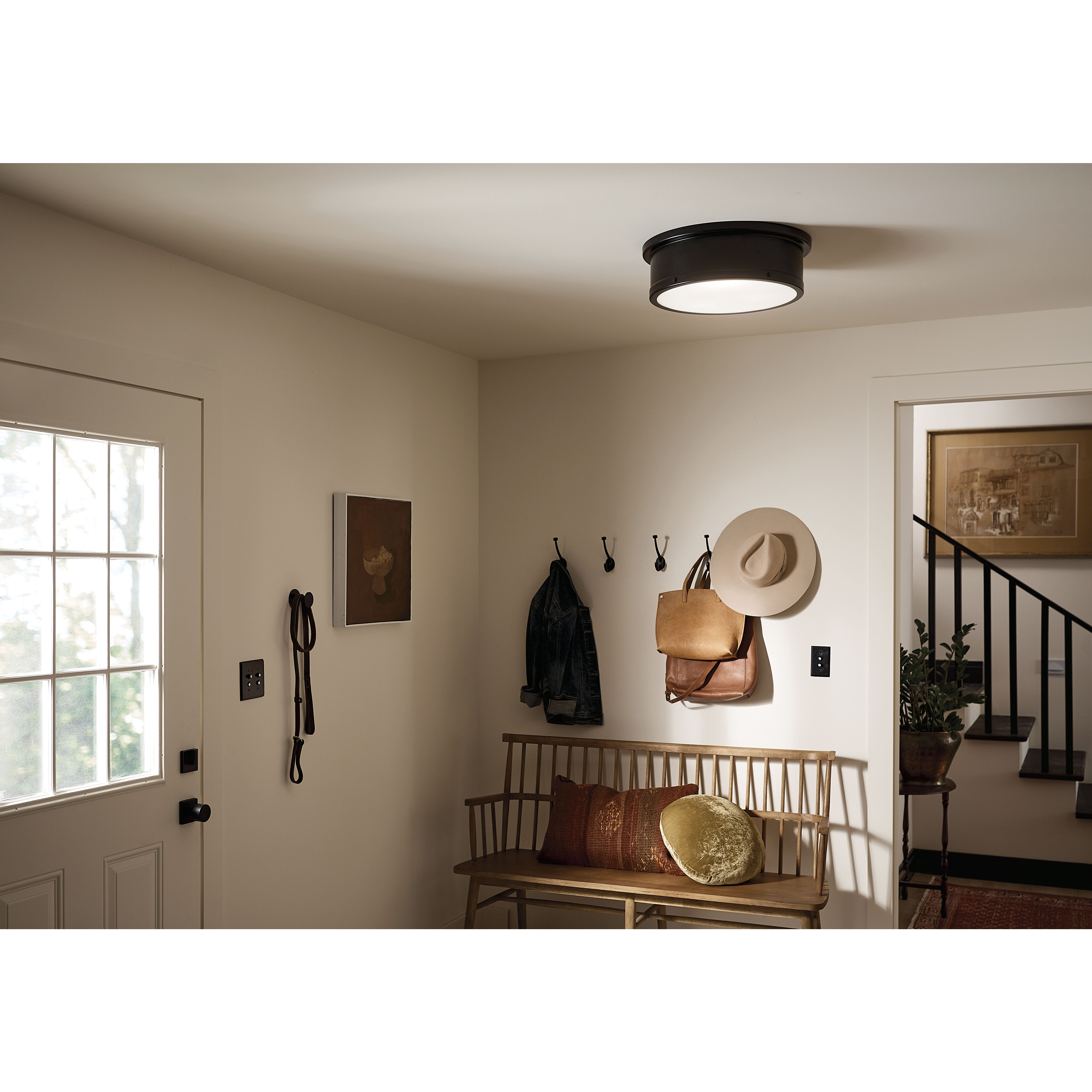 Serca 3 Light 18 inch Black Flush Mount Ceiling Light